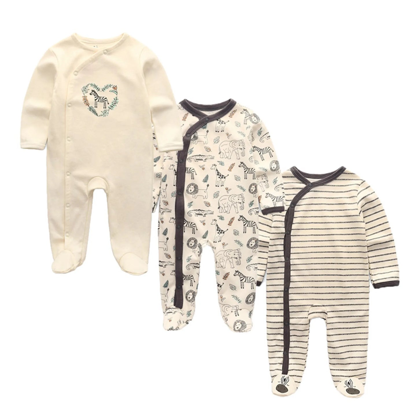 Unisex Cotton Baby Romper Set For Newborns Three Pieces