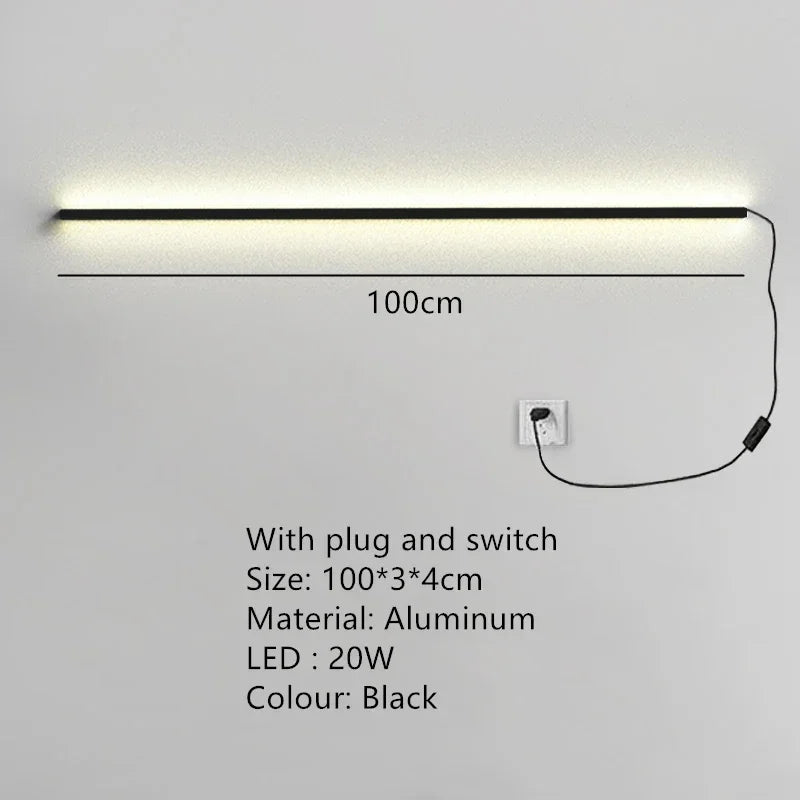 Long Wall Bedside Lamp With Dimming For Bedroom Ambiance