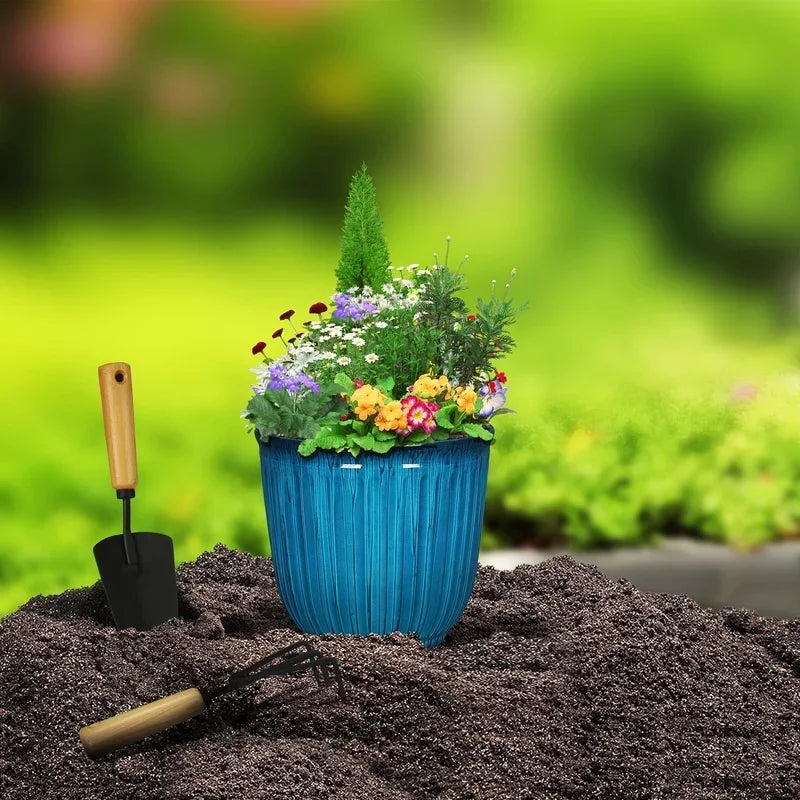 Recycled Plastic Round Planter With Drainage Holes UV Resistant