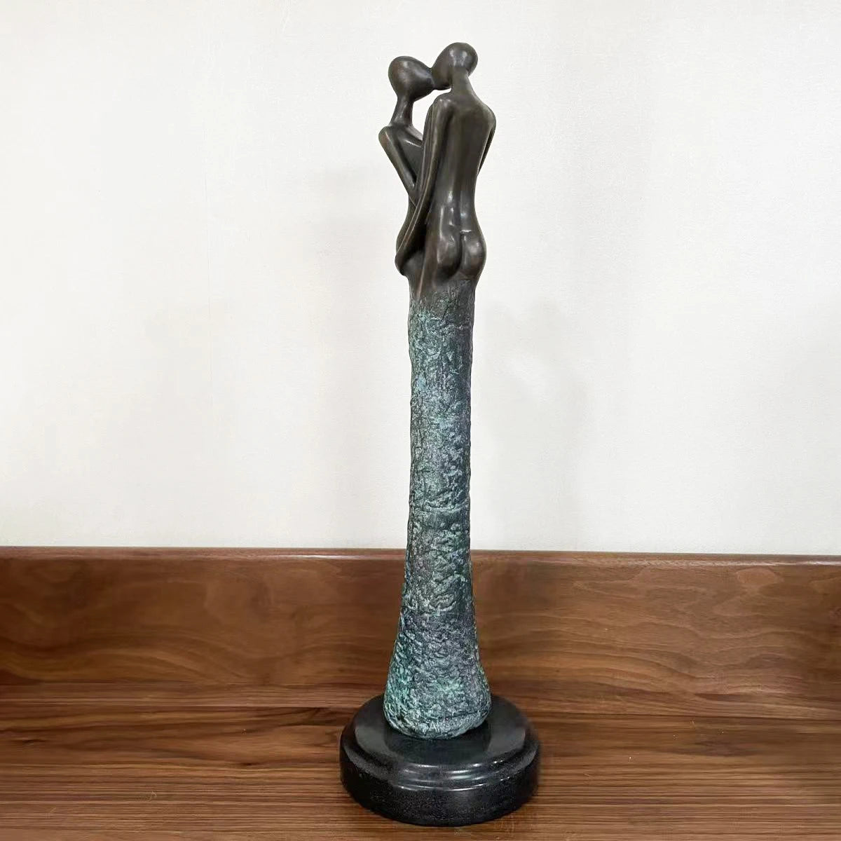 ATLIE Bronze Romantic Couple Kiss Statue Modern Sculpture