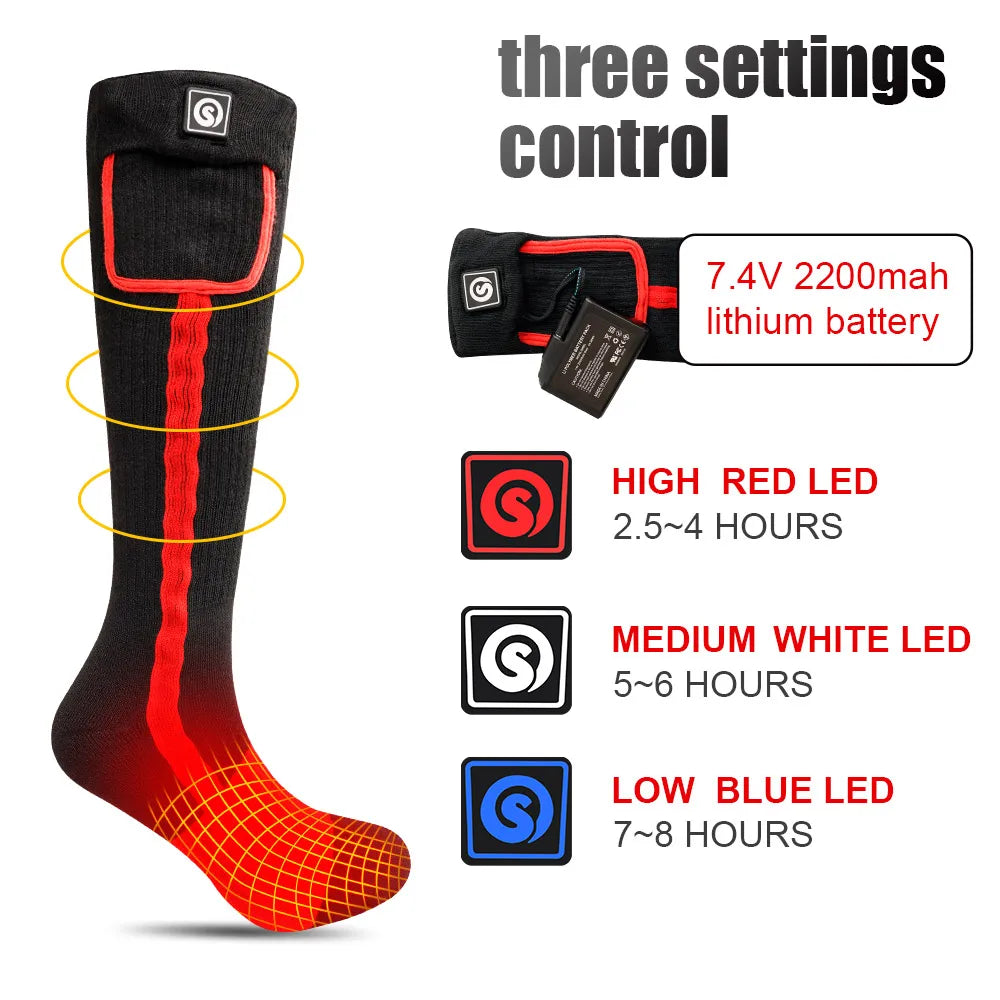 Rechargeable Heated Socks for Winter Outdoor Skiing and Snowmobiling
