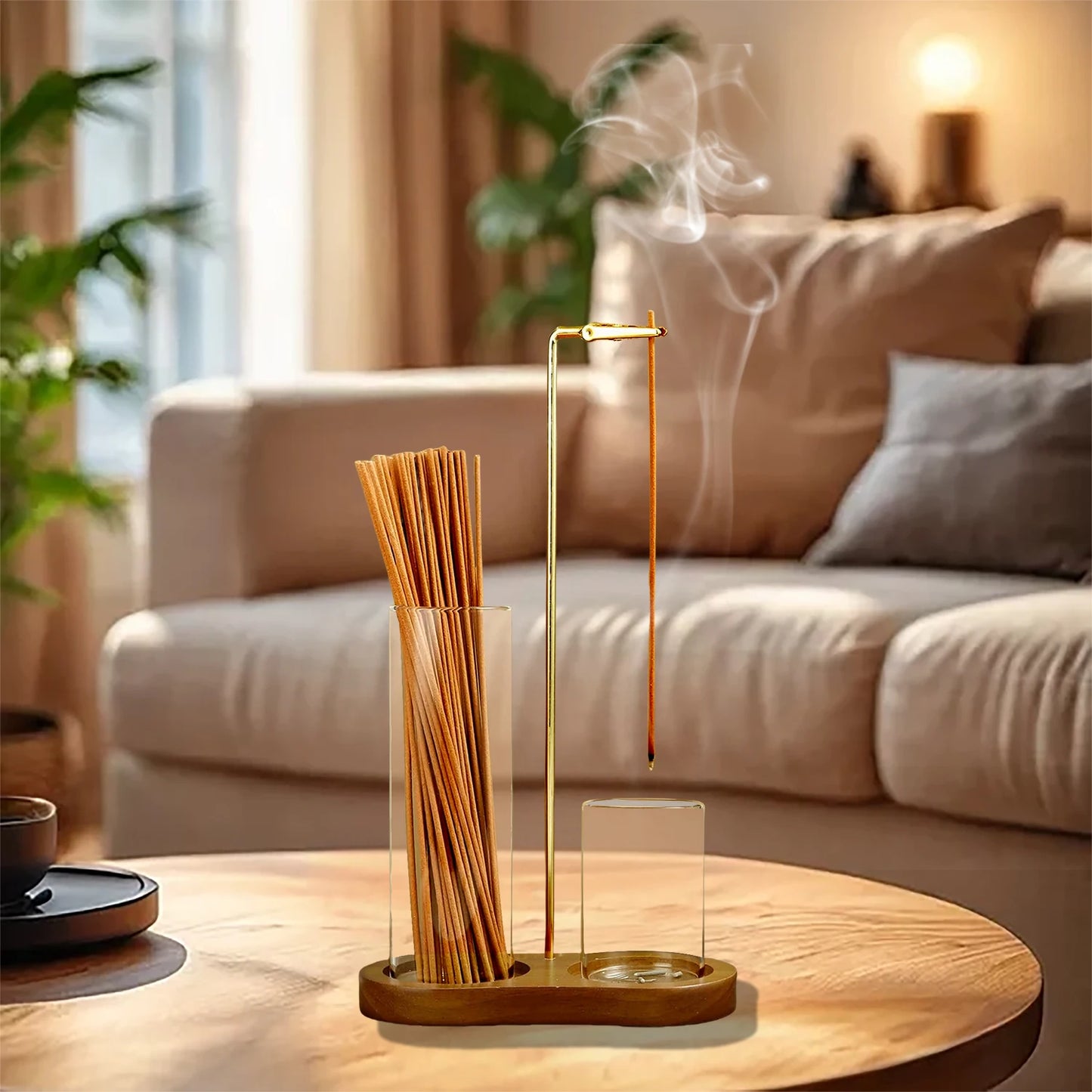 Two In One Glass Ash Catcher Incense Holder Sticks Organizer