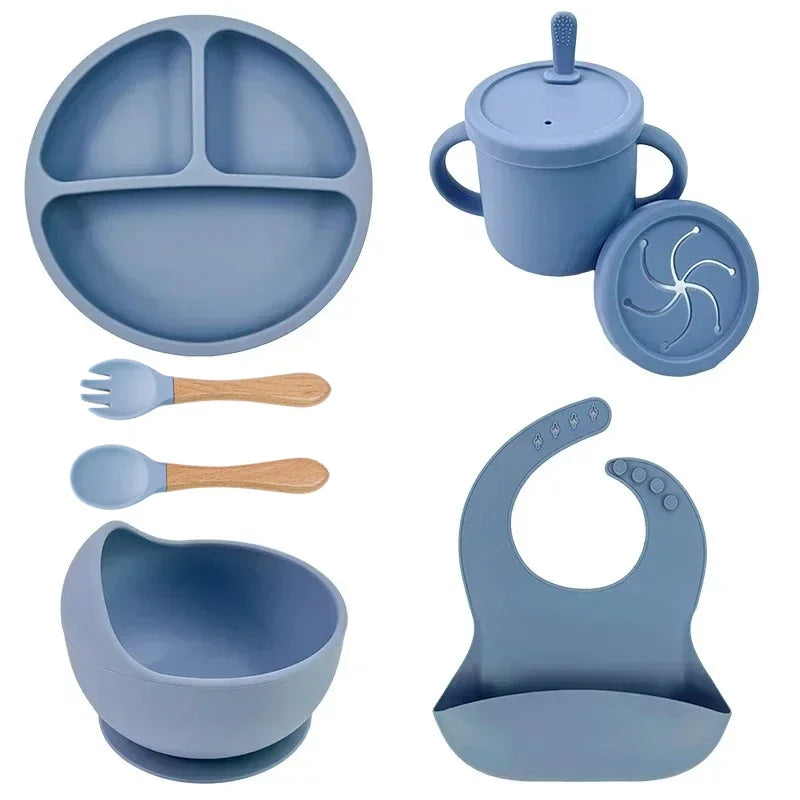 Premium Silicone Baby Dish Set With Suction Bowl And Utensils