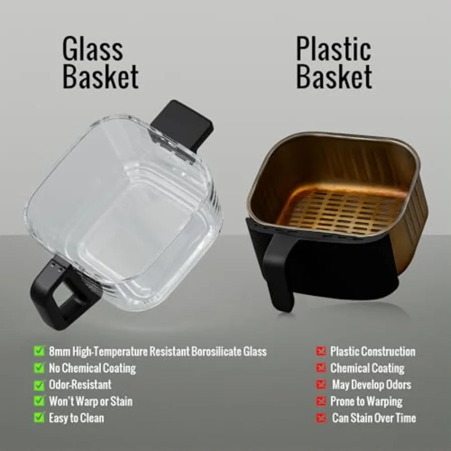 5 8QT Glass Air Fryer Non Toxic Basket Infrared Heating