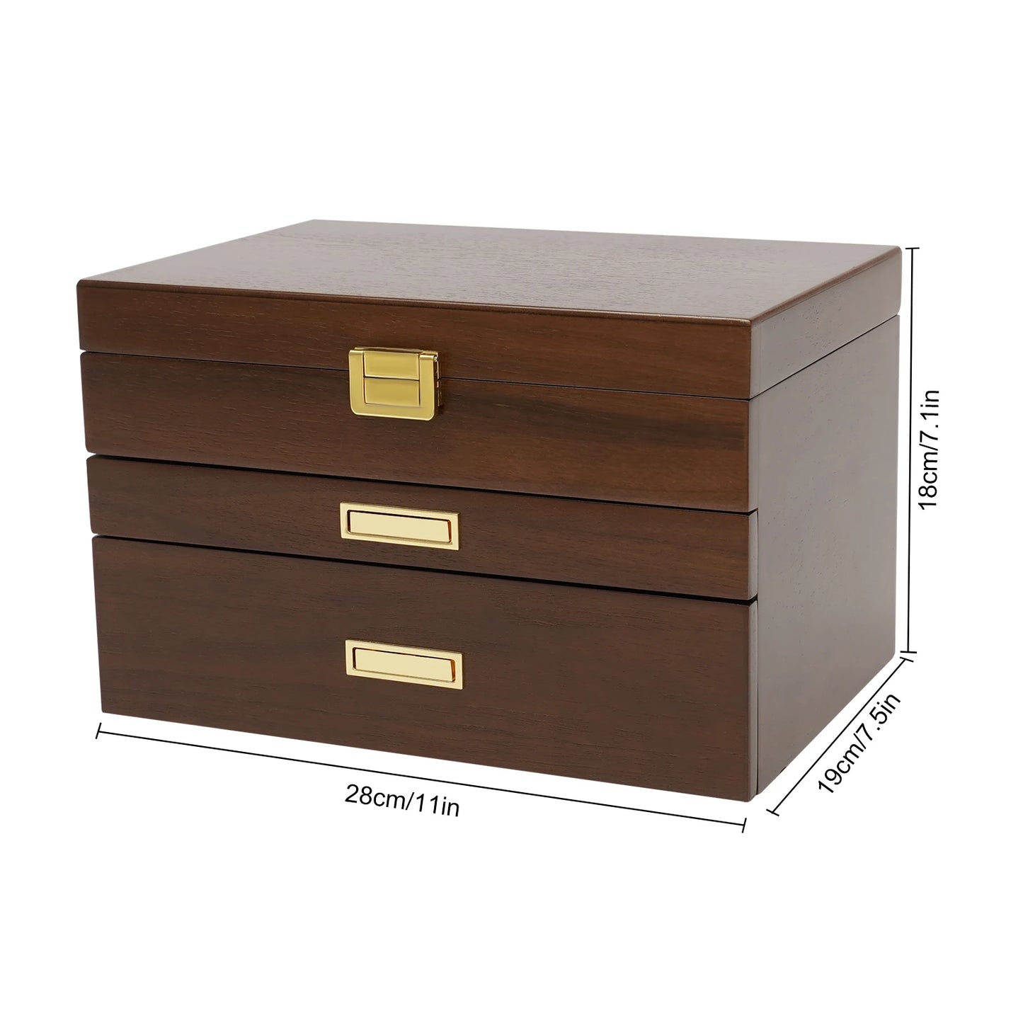 Black Walnut Wood Jewelry And Watch Display Case Organizer