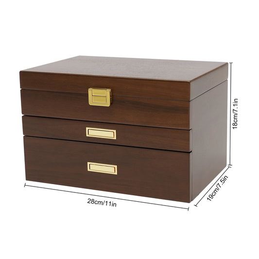 Black Walnut Wood Jewelry And Watch Display Case Organizer