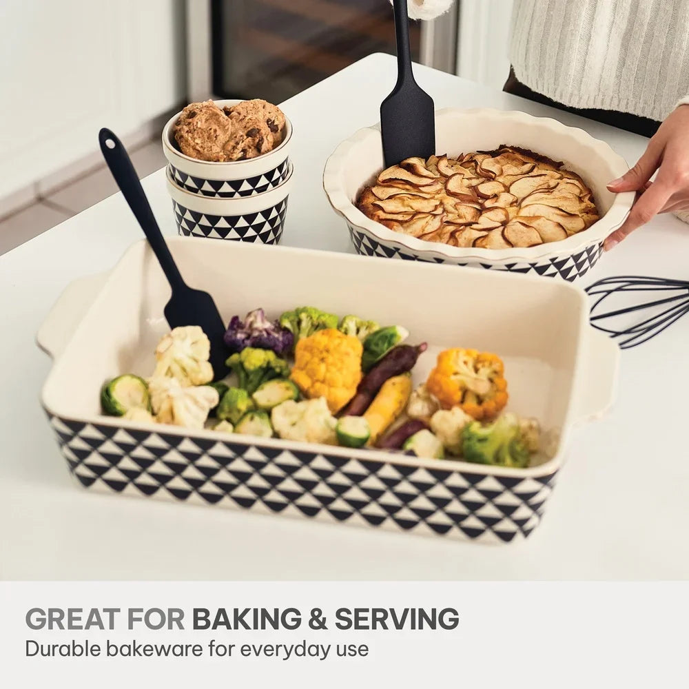 10 Piece Ceramic Bakeware Set With Spatulas Whisk Oven Safe