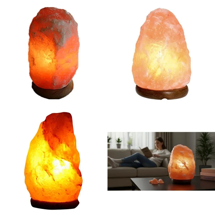 Himalayan Salt Lamp With Wooden Base And On Off Cord