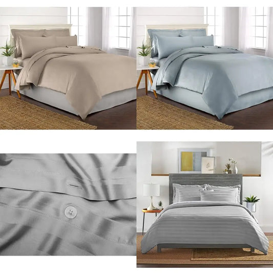 Organic Bamboo Viscose Duvet Cover Set ThreePiece Cooling