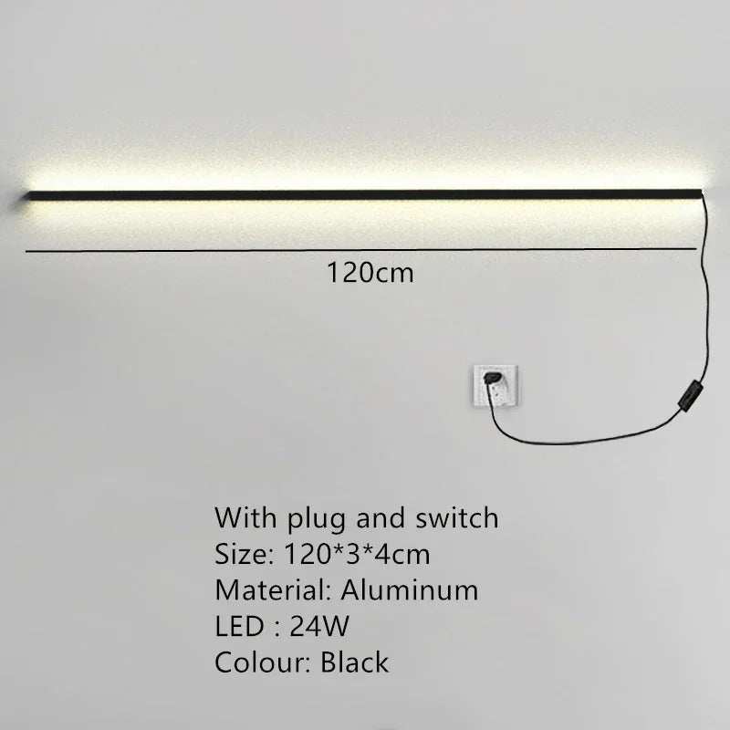 Long Wall Bedside Lamp With Dimming For Bedroom Ambiance