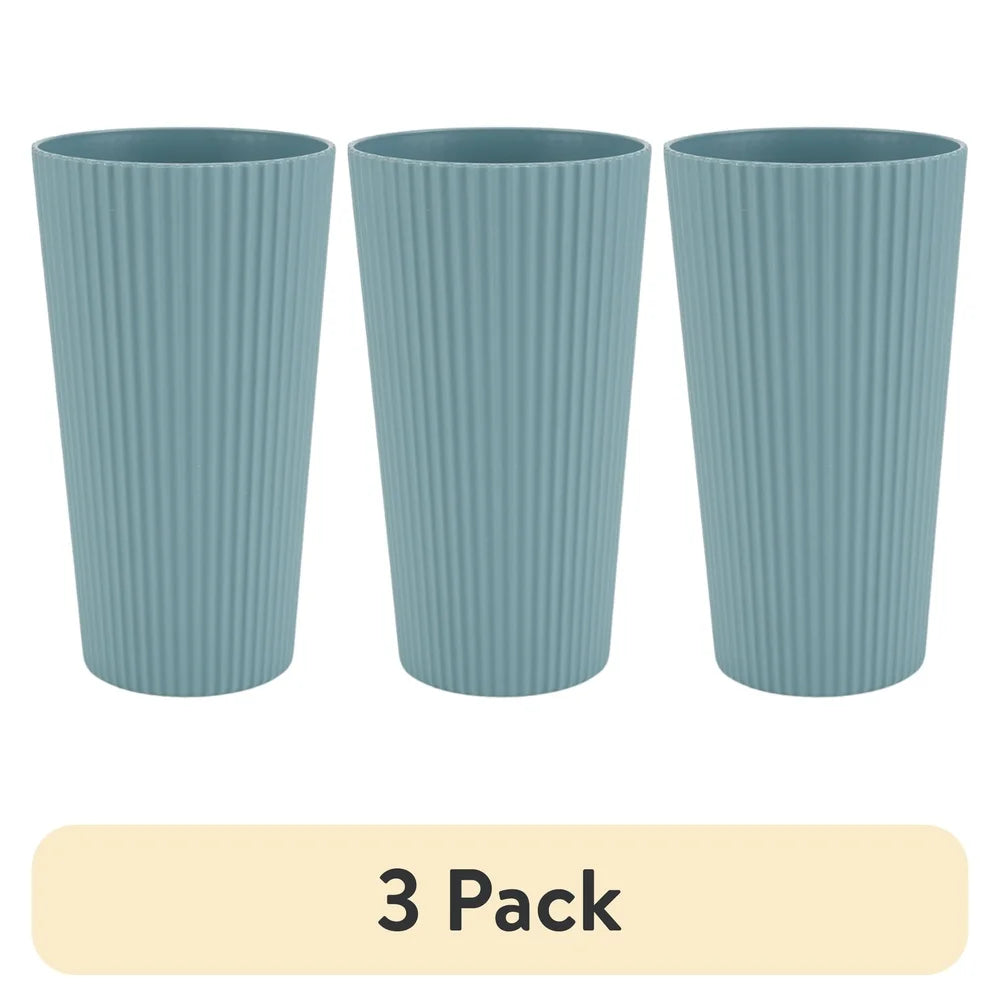 Eco-Friendly Recycled Plastic Beverage Tumblers Set of 3 Stackable Non-Toxic Durable BPA Free Dishwasher Safe Drinkware