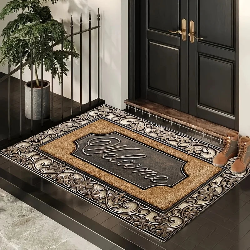 Welcome Flannel Bottom Carpet For Living Room Entryway Mat