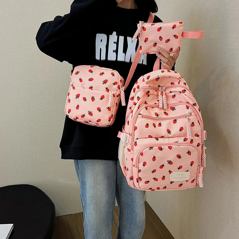 Bow Print Backpack Set With Crossbody Bag For Kids UltraDurablePremiumQualityMaterialConstruction