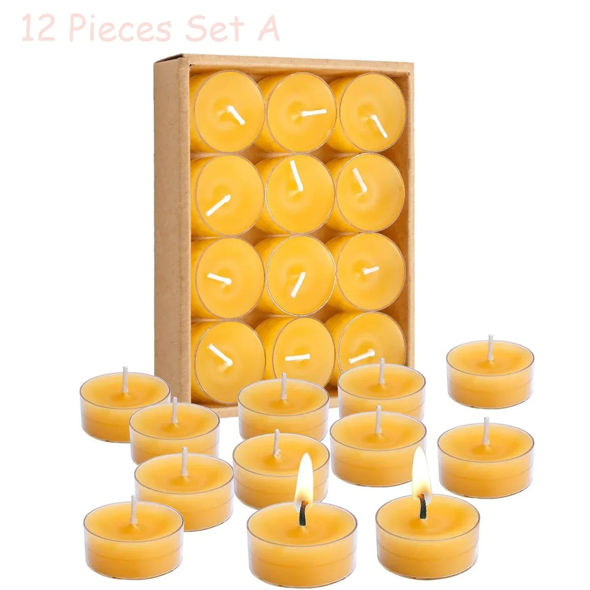Handmade Beeswax Tealight Candles for Home Decor, Spa and Weddings
