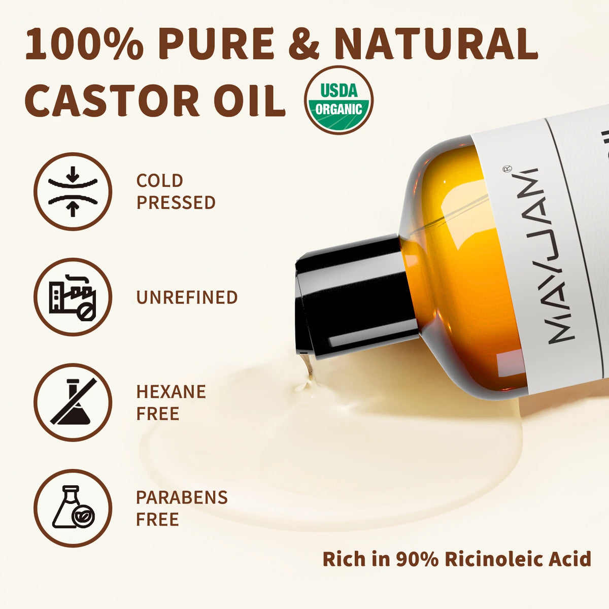 MAYJAM Organic Castor Oil Moisturizing Face Hair Skin Care