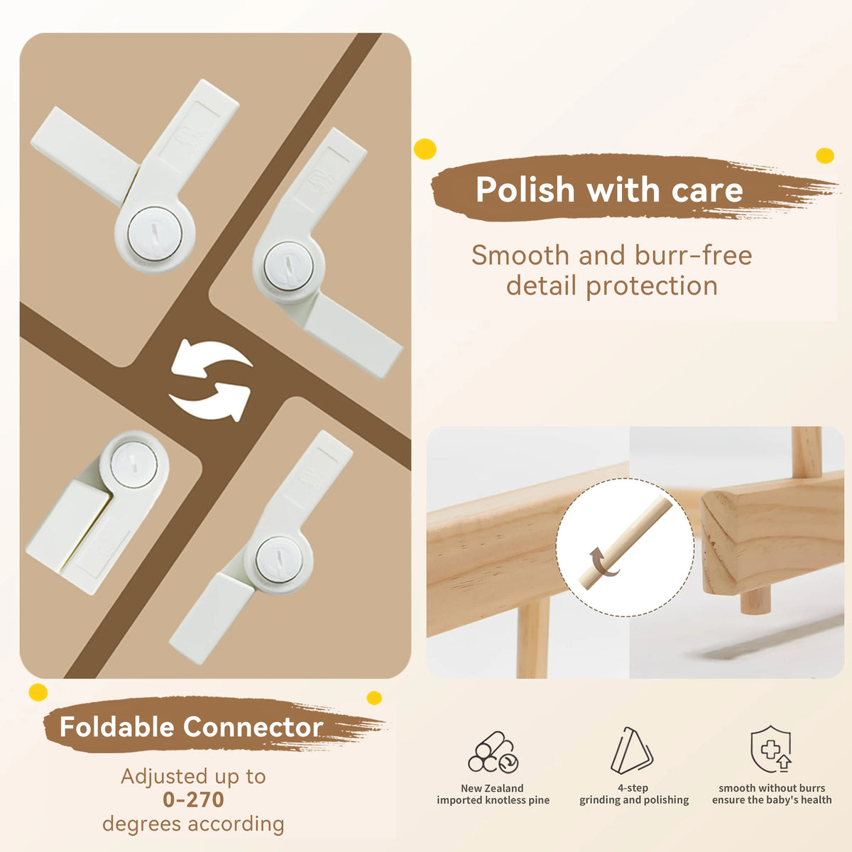 Premium Wooden Foldable Baby Playpen With Secure Safety Gate