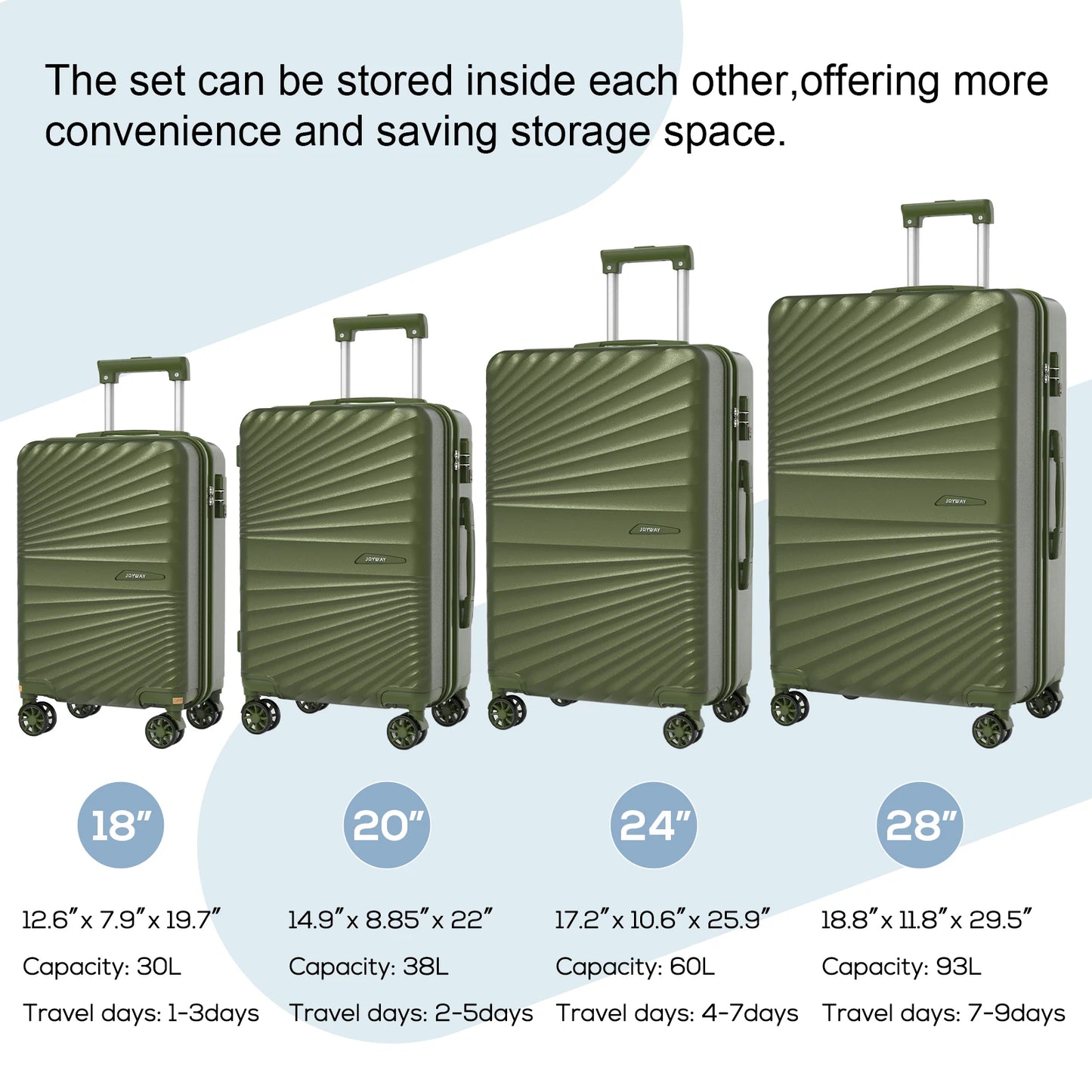Joyway 6-Piece Travel Luggage Set With TSA Lock Spinner Wheels