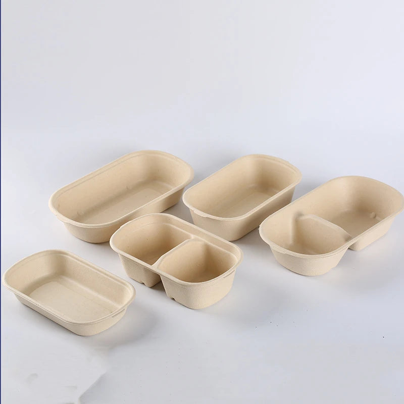Biodegradable Bamboo Pulp Bento Lunch Boxes Disposable Food Containers