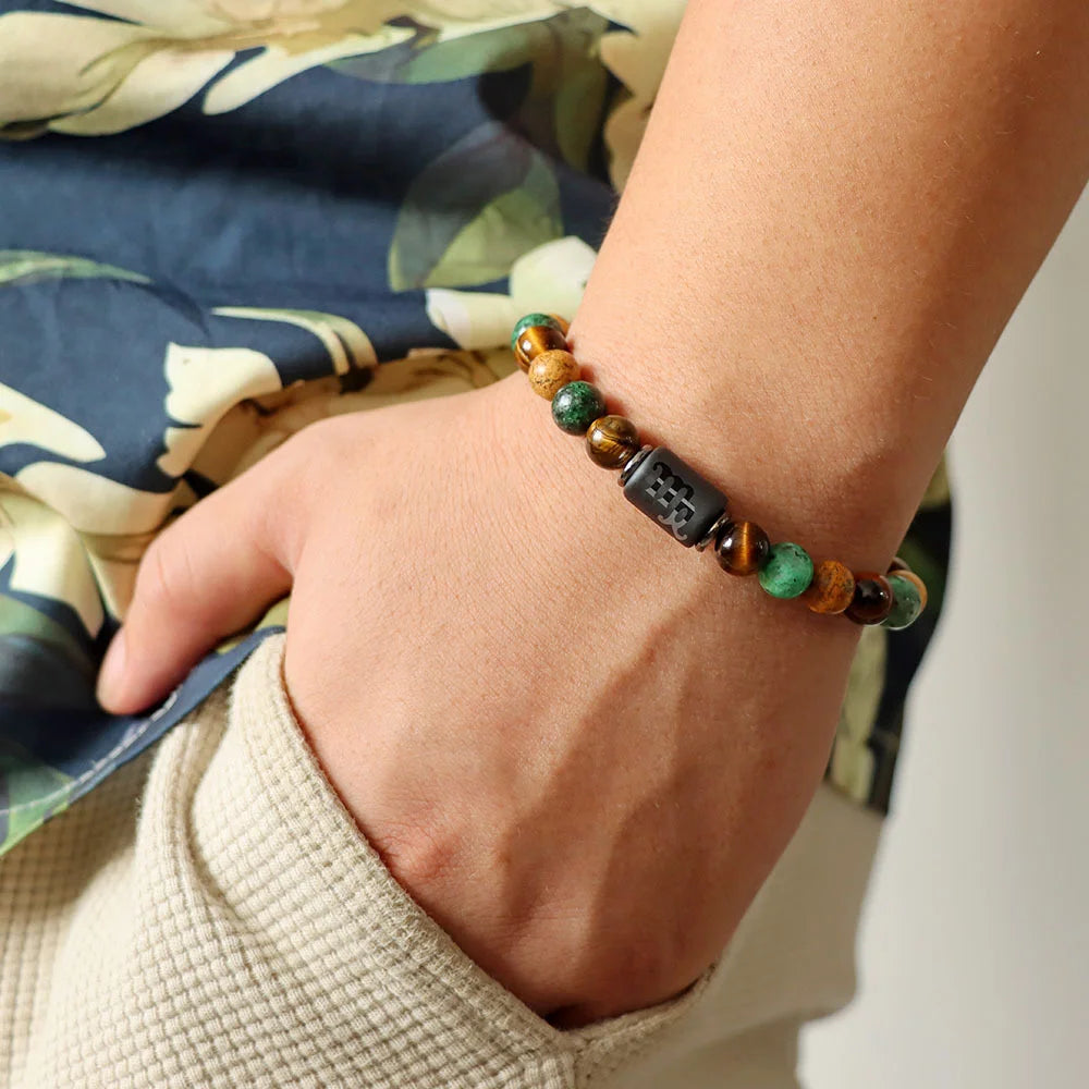 Lucky 12 Constellation Tiger Eye Bracelet Unisex Zodiac