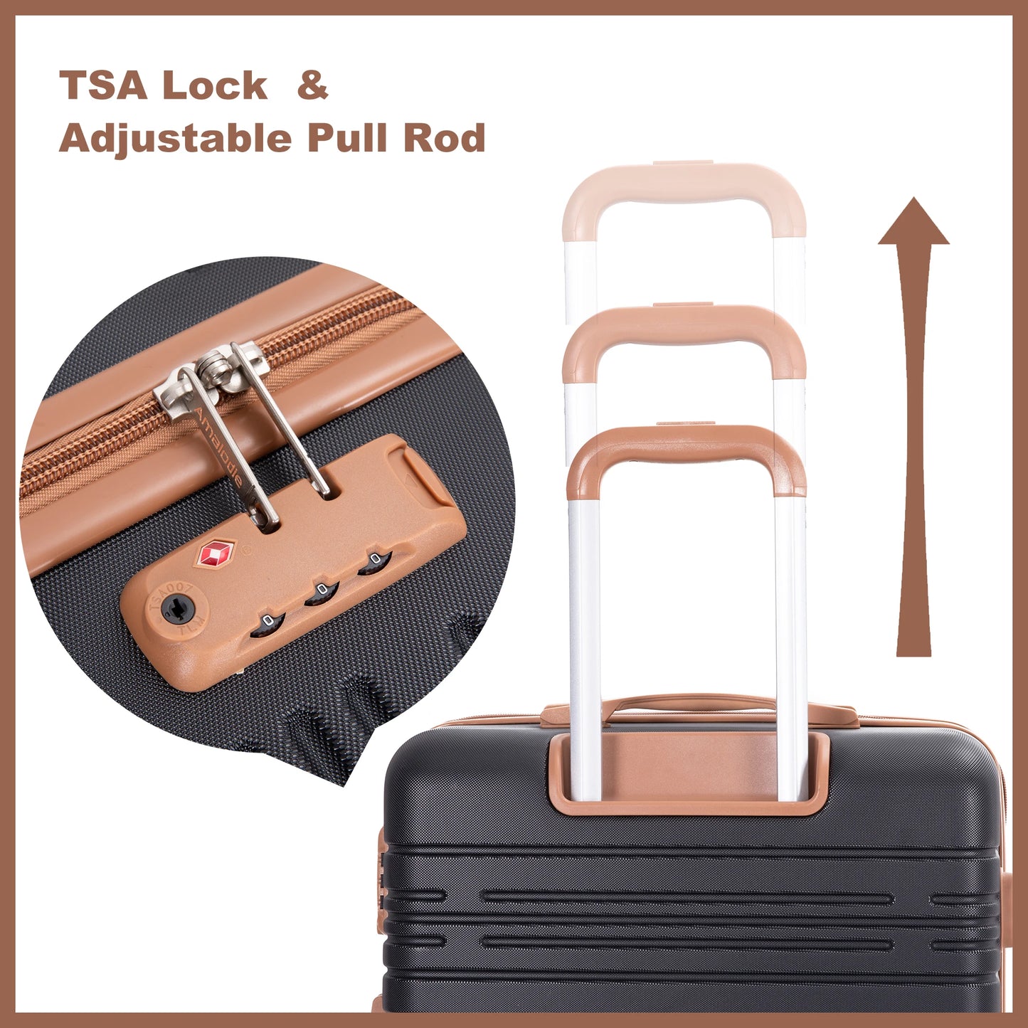 Tripcomp Luggage Set with Spinner Wheels and TSA Lock