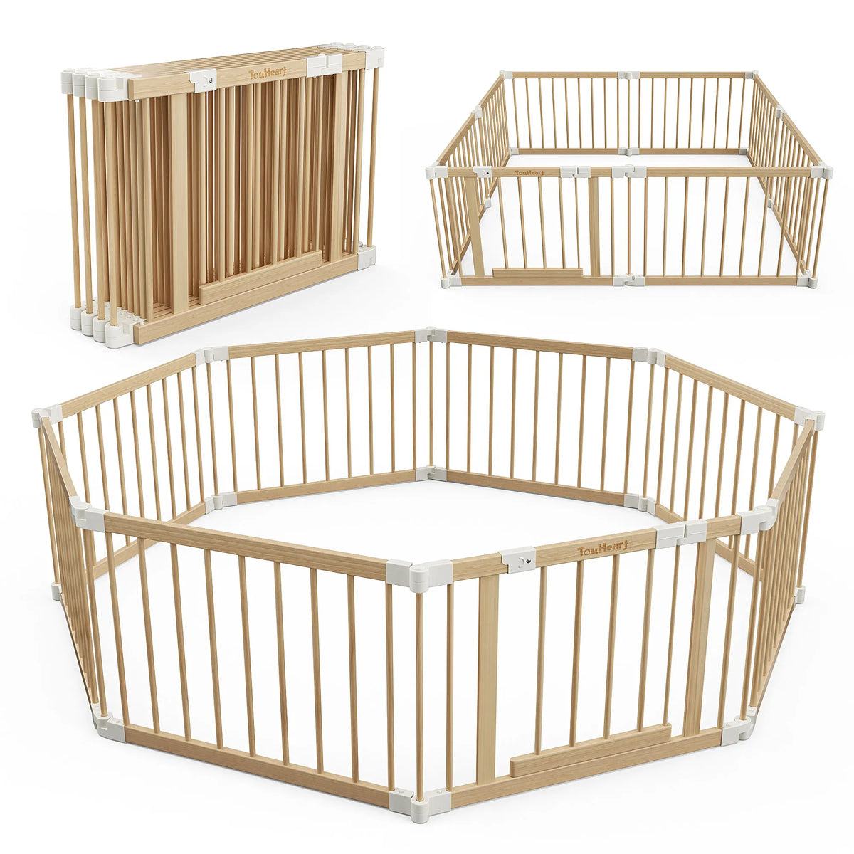 Premium Wooden Foldable Baby Playpen With Secure Safety Gate