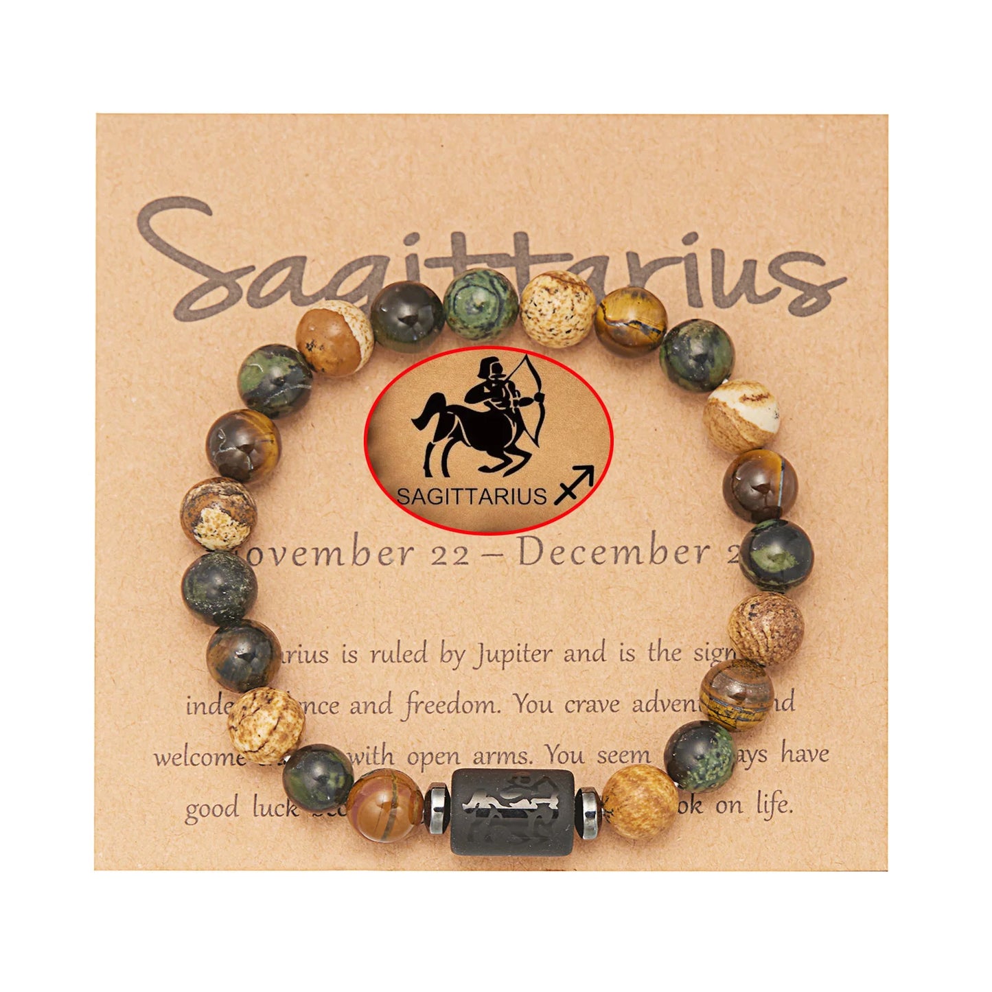 Lucky 12 Constellation Tiger Eye Bracelet Unisex Zodiac