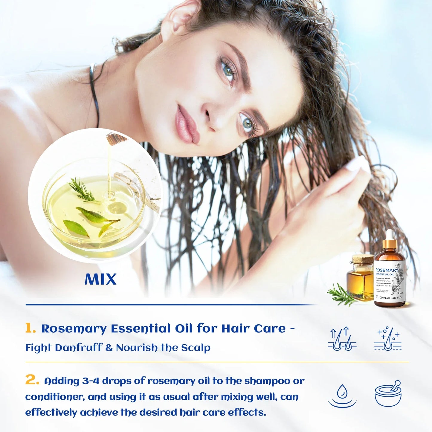 Rosemary Jasmine Lavender Mint Essential Oils For Hair Care