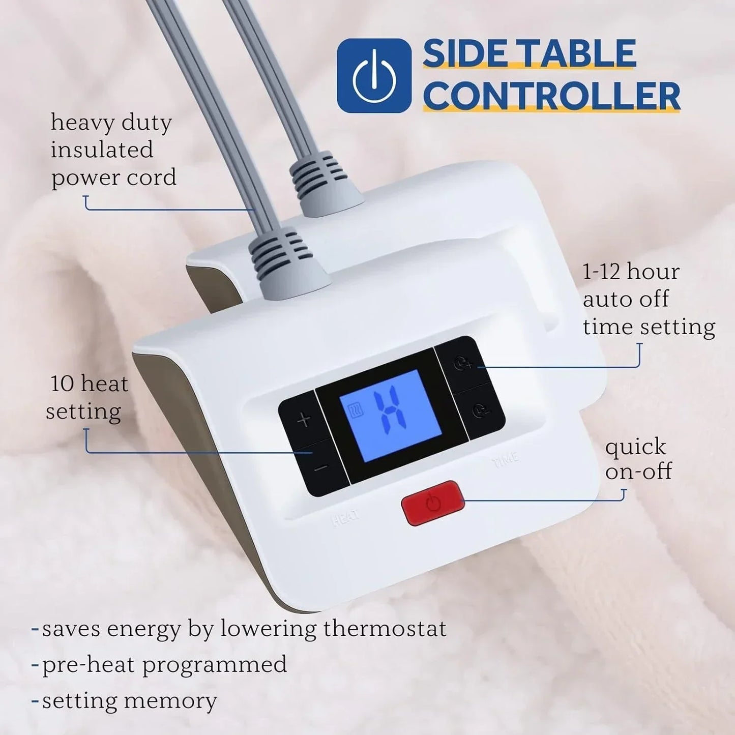 Electric Blanket Flannel Sherpa Heating, 10 Levels, Auto Shut Off