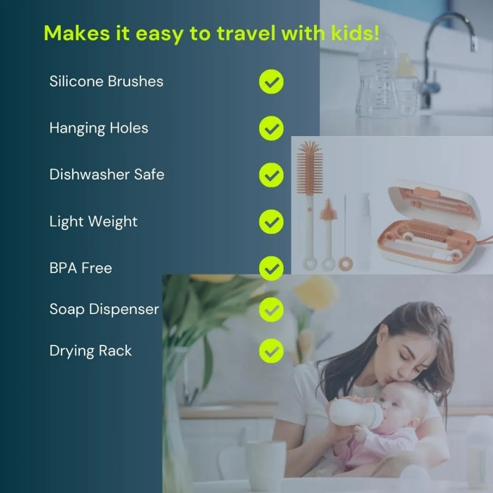 Baby Bottle Cleaning Kit With Retractable Silicone Brush