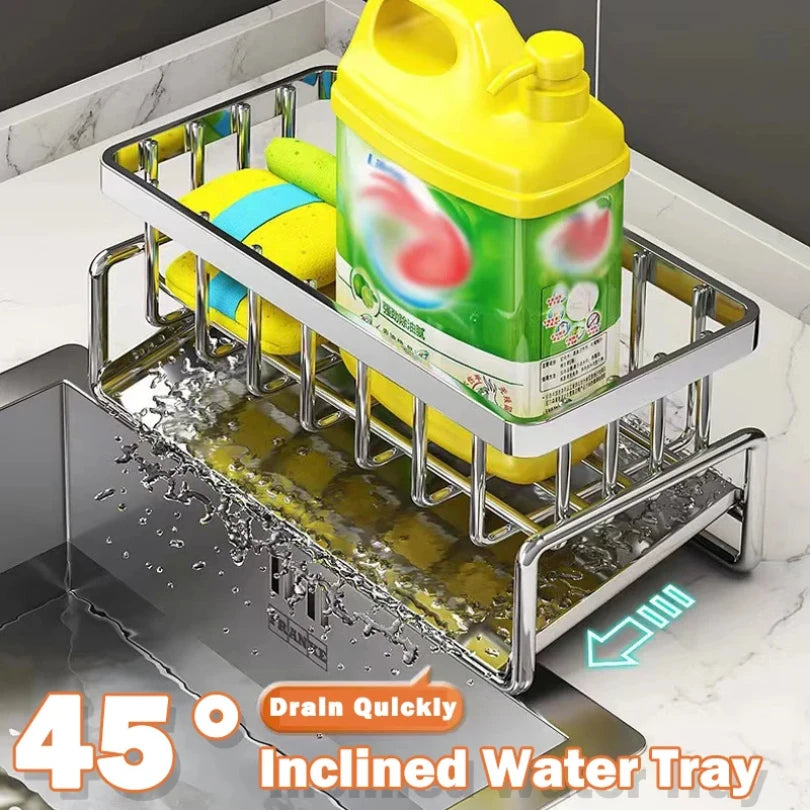 Sink Cleaning Tools Storage Rack Stainless Steel Drain Organizer For Kitchen