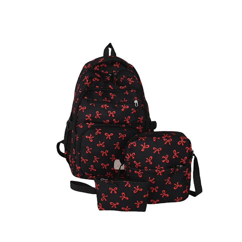 Bow Print Backpack Set With Crossbody Bag For Kids UltraDurablePremiumQualityMaterialConstruction