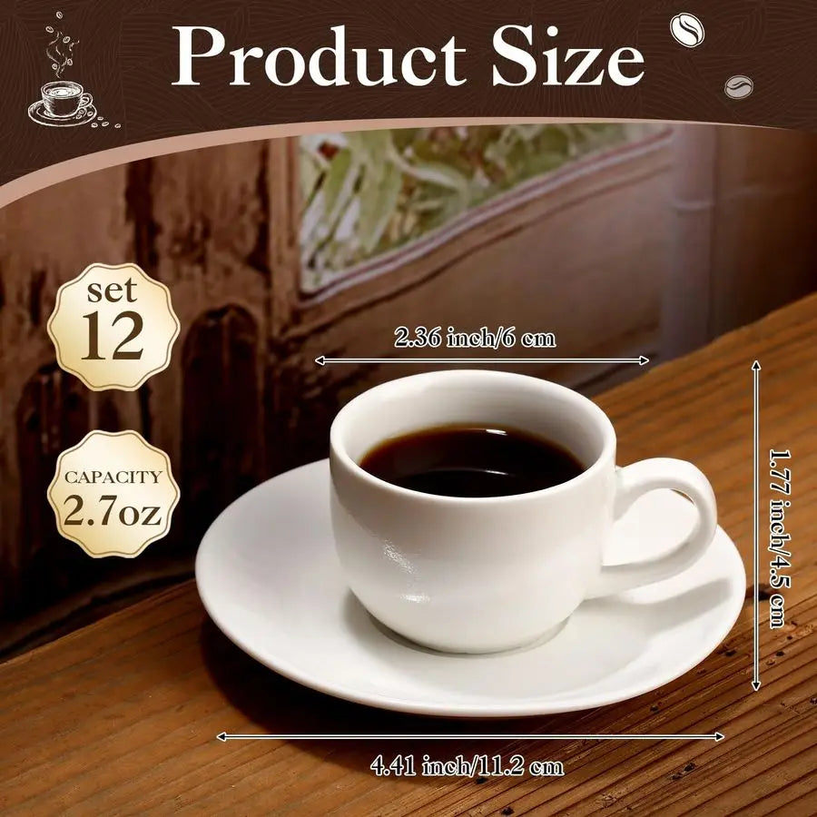 Porcelain Espresso Cups With Saucers White Ceramic Coffee Sets