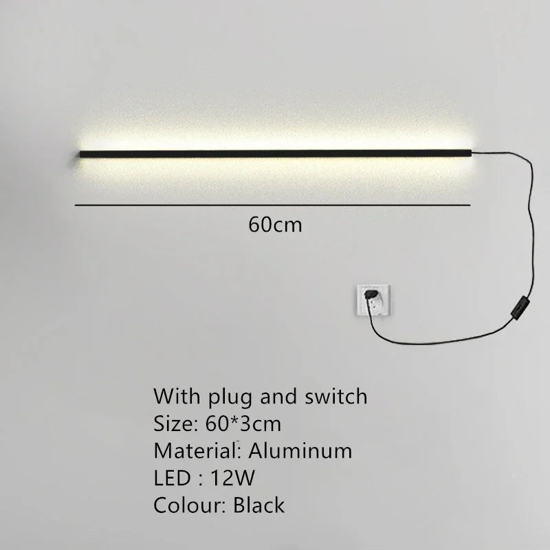 Long Wall Bedside Lamp With Dimming For Bedroom Ambiance