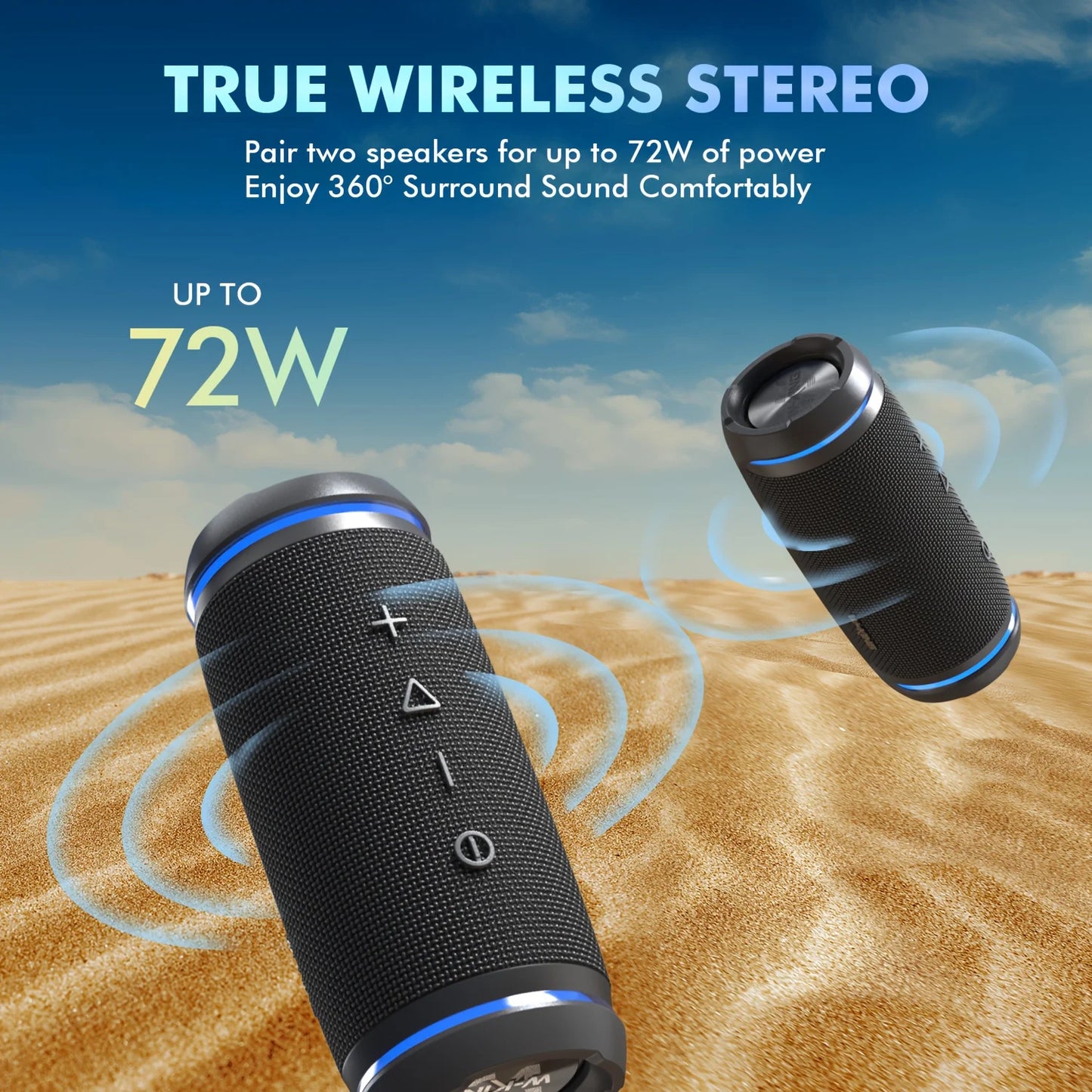 W-King BT226 Portable Bluetooth Speaker 36W Bass 24H Playtime IPX6