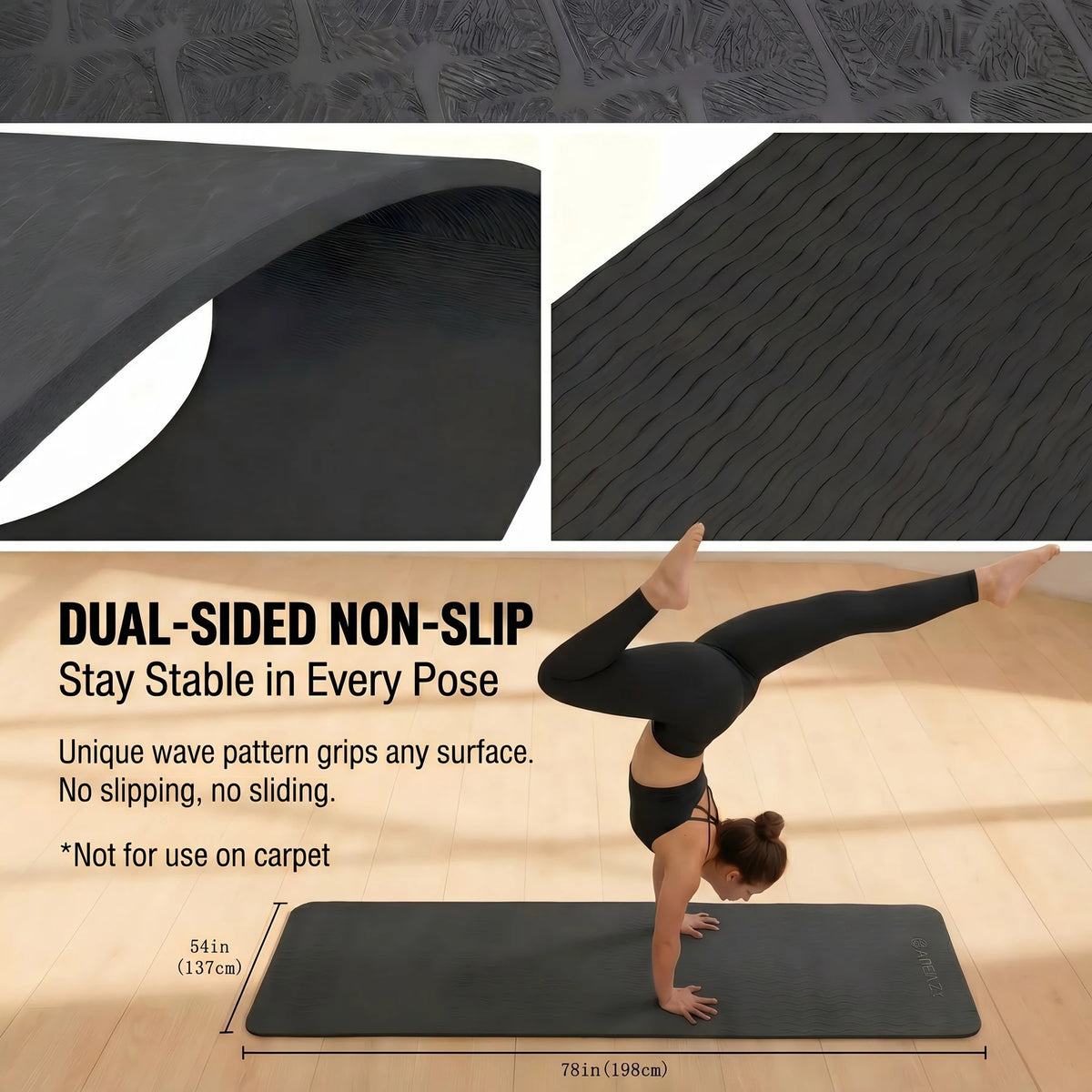 Hapbear Extra Wide Large Yoga Mat TPE Eco-Friendly Non-Slip