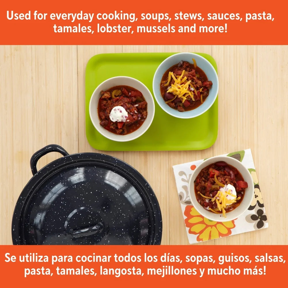 Enamel Stock Pot With Dual Handles Oven Safe Durable