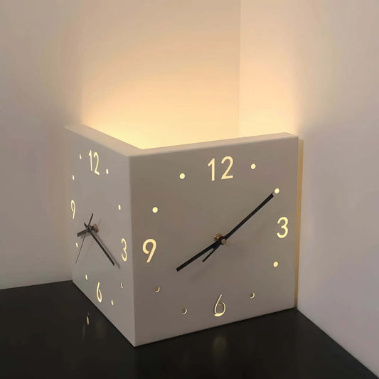Corner Modern Wall Clock Double Sided Luminous Mute Quartz