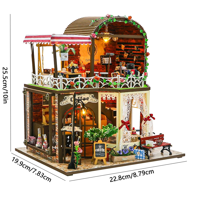 DIY Wooden Mini Seaside Villa Dollhouse Kit With Furniture
