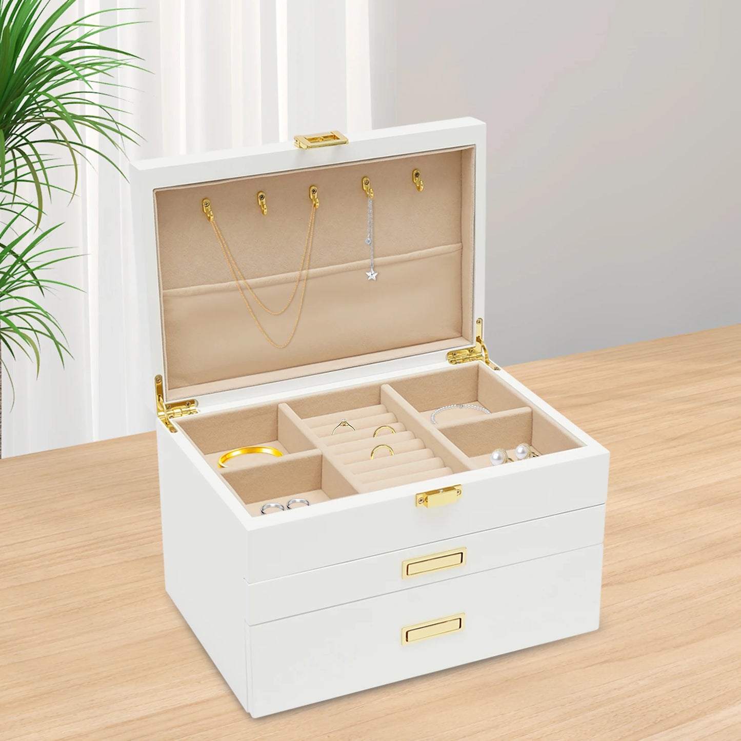 Black Walnut Wood Jewelry And Watch Display Case Organizer