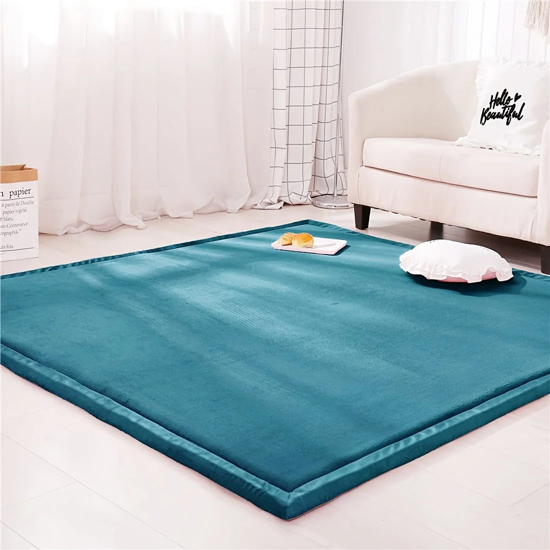 Japanese Tatami Rug Coral Velvet Baby Play Mat For Playroom