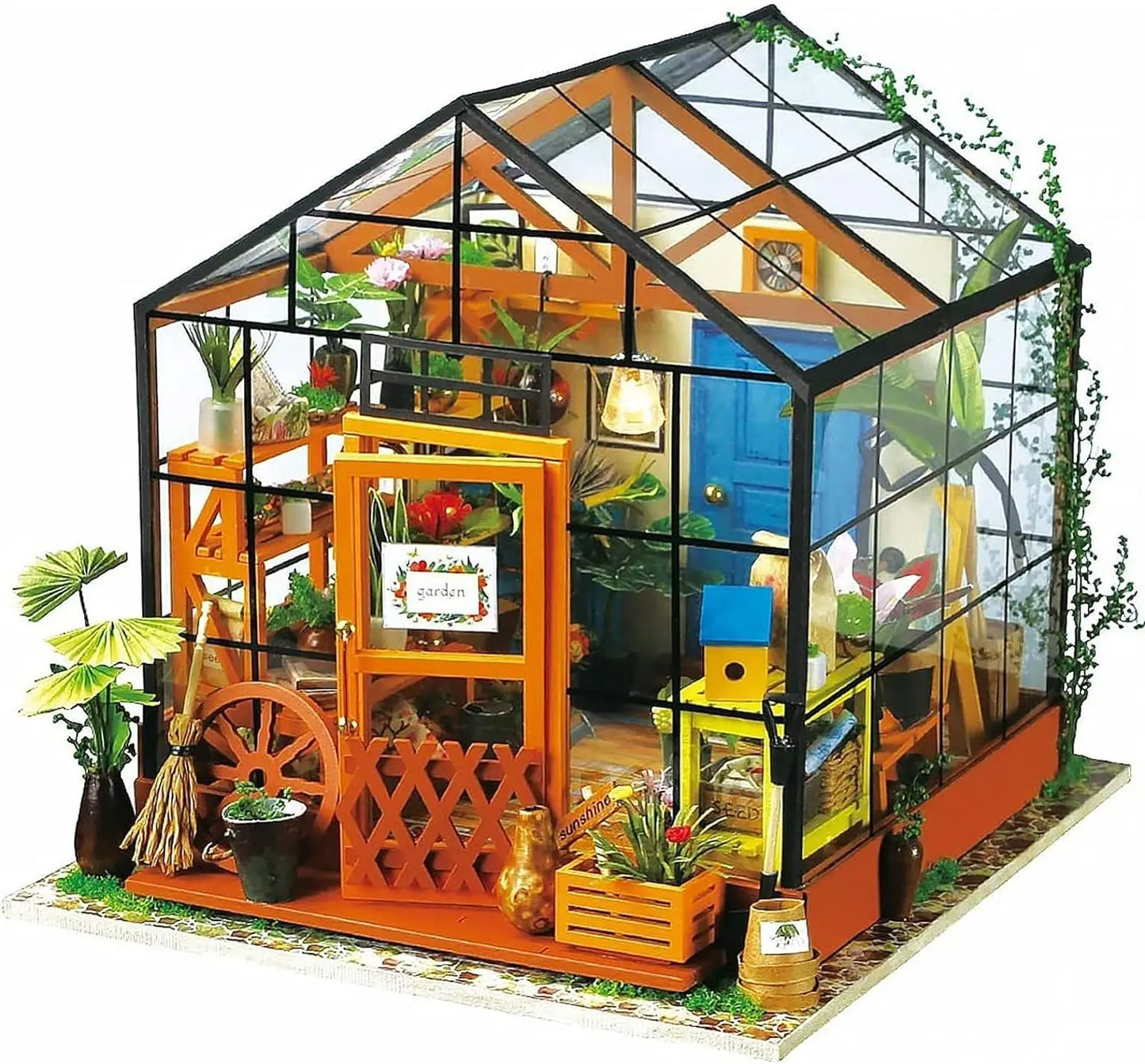 Robotime Cathy's Flower House DIY Dollhouse Kit With LED Lights