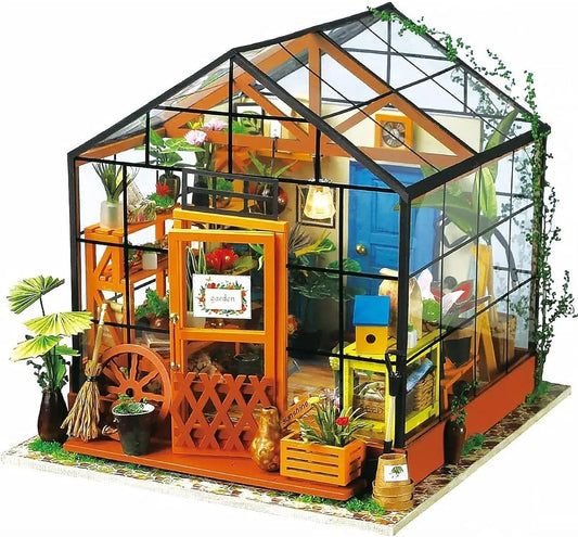 Robotime Cathy Flower House DIY Dollhouse Kit with LED Lights