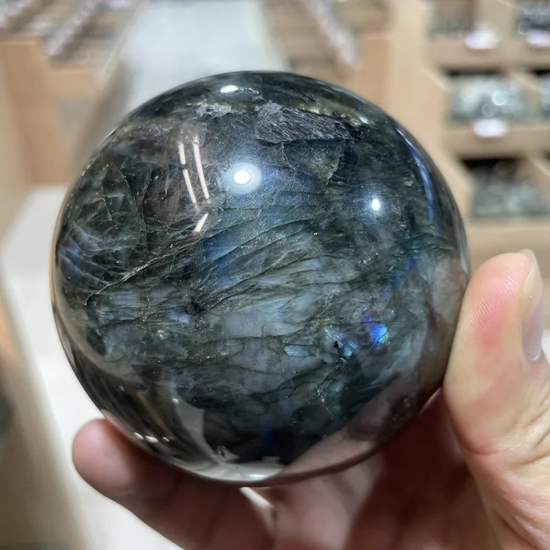 Natural Crystal Ball Moonstone Labradorite Polished Sphere