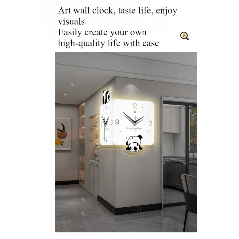 Double-Sided Corner Wall Clock For Living Room Modern Silent Design
