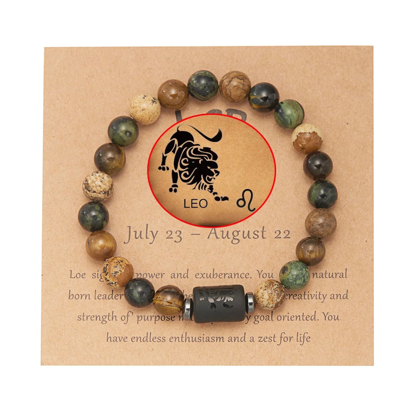 Lucky 12 Constellation Tiger Eye Bracelet Unisex Zodiac