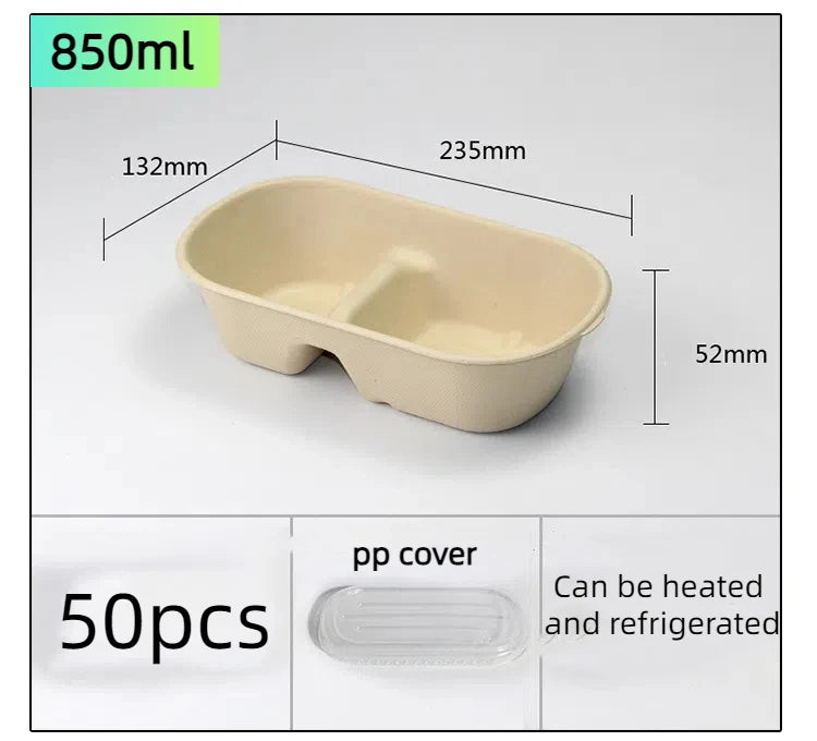 Biodegradable Bamboo Pulp Bento Lunch Boxes Disposable Food Containers