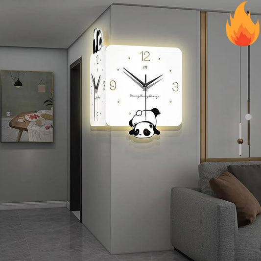 Double-Sided Corner Wall Clock For Living Room Modern Silent Design
