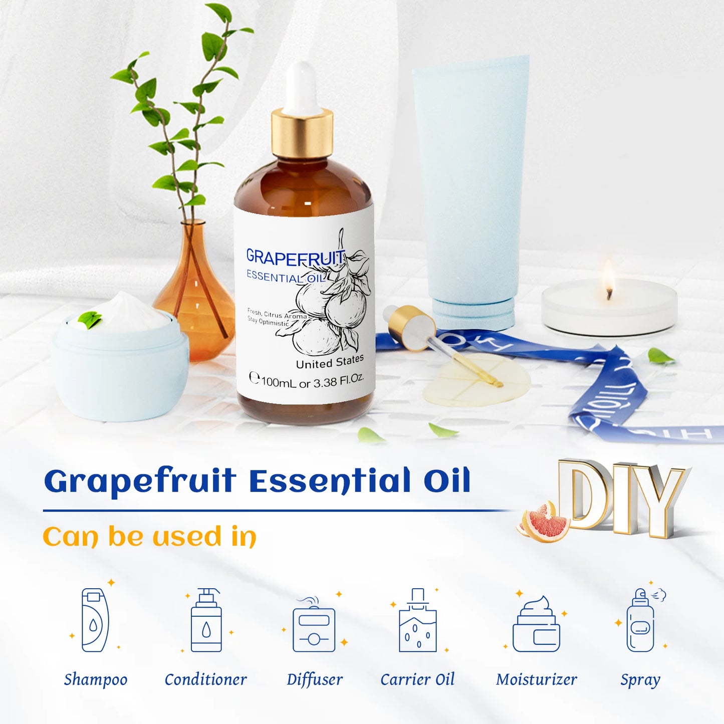 Hiqili Grapefruit Essential Oil 100ml Pure For Skin Care