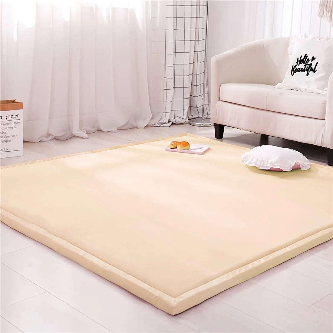 Japanese Tatami Rug Coral Velvet Baby Play Mat For Playroom