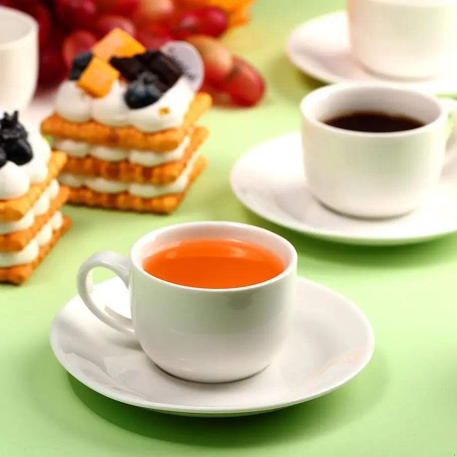 Porcelain Espresso Cups With Saucers White Ceramic Coffee Sets